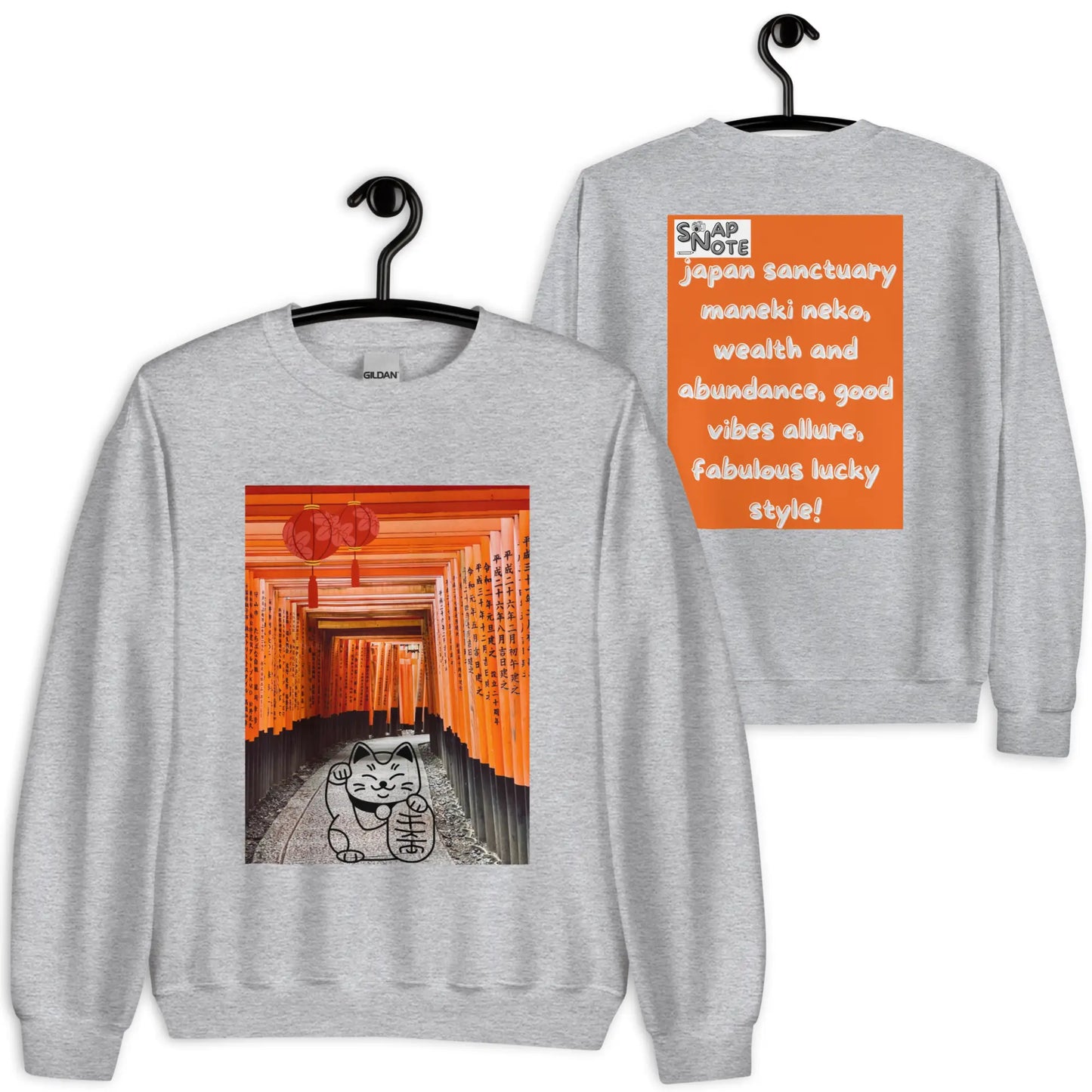 Sweatshirt Jersey Jumper Pullover Sweater Men Women Teenagers Unisex - maneki neko sanctuary japan orange pattern - Sport-Grey - 59.90 - SnapNote streetwear