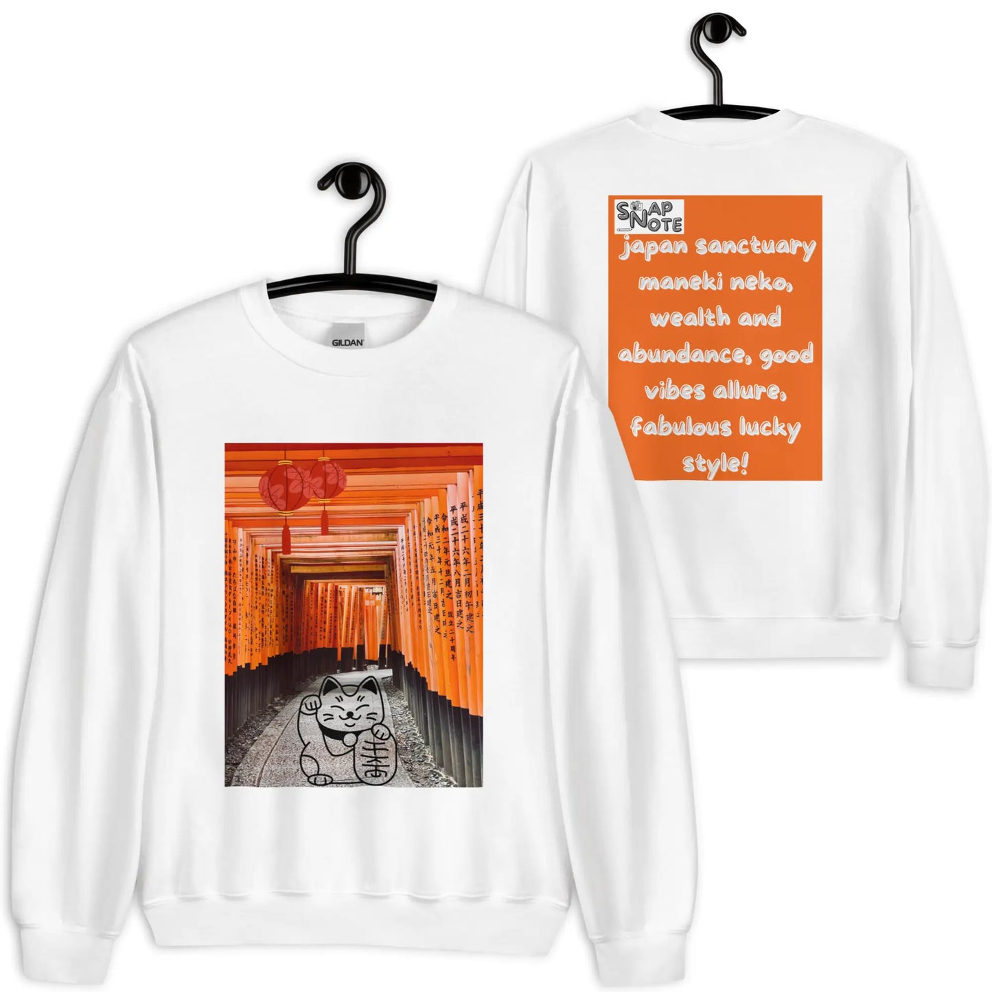 Sweatshirt Jersey Jumper Pullover Sweater Men Women Teenagers Unisex - maneki neko sanctuary japan orange pattern - White - 59.90 - SnapNote streetwear