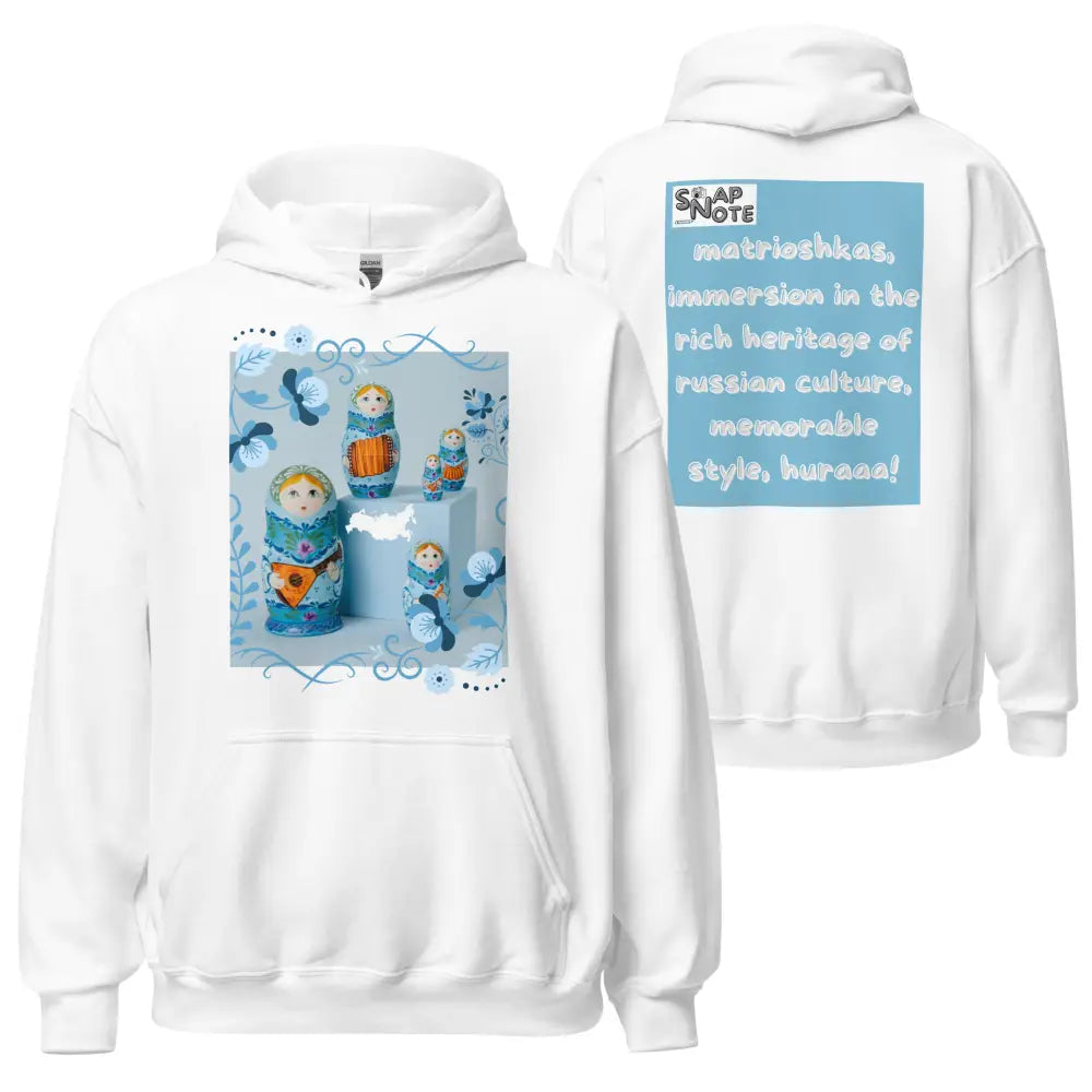 Hoodie Hooded Sweatshirt Hooded Jersey Hooded Jumper Hooded Pullover Hooded Sweater Men Women Teens Unisex - matrioshkas dolls russia blue pattern - White - 74.90 - SnapNote streetwear