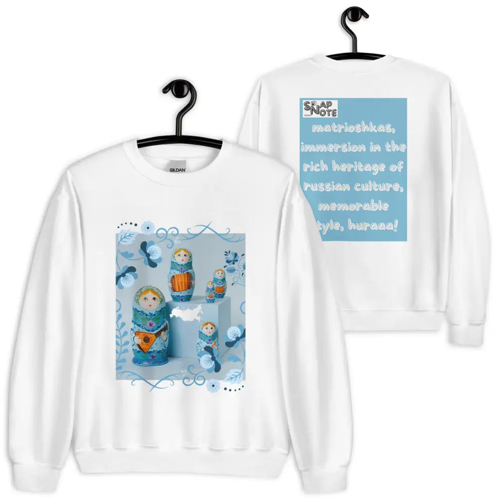 Sweatshirt Jersey Jumper Pullover Sweater Men Women Teenagers Unisex - matrioshkas dolls russia blue pattern - White - 59.90 - SnapNote streetwear