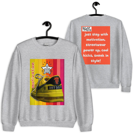 Sweatshirt Jersey Jumper Pullover Sweater Men Women Teenagers Unisex - motivation yellow leather sneaker orange pattern - Sport-Grey - 59.90 - SnapNote streetwear