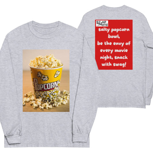 T-Shirt TShirt T Shirt Tee Men Women Teens Unisex Long Sleeves Heavy Cotton Crew Neck - movie night popcorn bowl red pattern - Sport-Grey - 44.90 - SnapNote streetwear