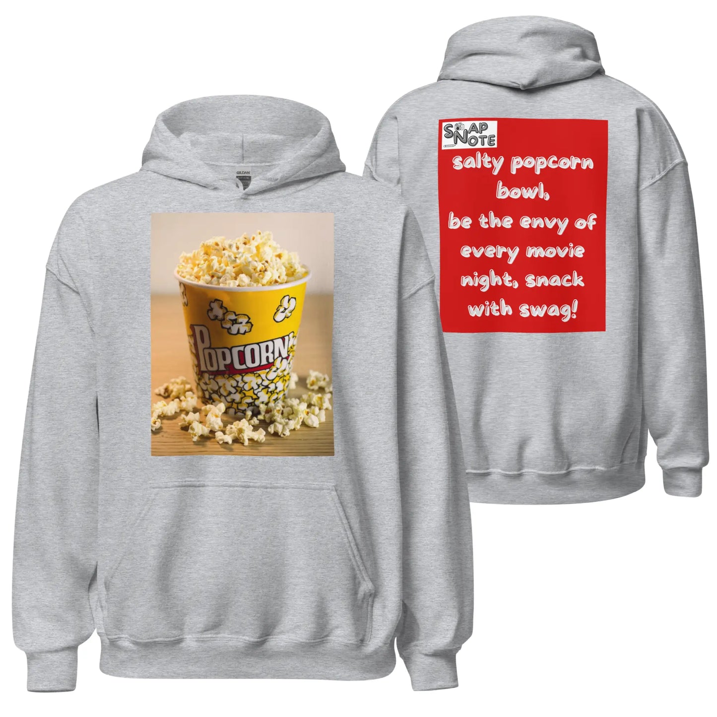 Hoodie Hooded Sweatshirt Hooded Jersey Hooded Jumper Hooded Pullover Hooded Sweater Men Women Teens Unisex - movie night popcorn bowl red pattern - Sport-Grey - 74.90 - SnapNote streetwear