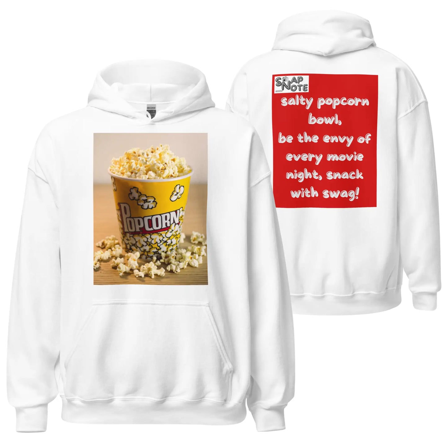 Hoodie Hooded Sweatshirt Hooded Jersey Hooded Jumper Hooded Pullover Hooded Sweater Men Women Teens Unisex - movie night popcorn bowl red pattern - White - 74.90 - SnapNote streetwear