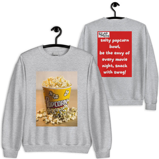 Sweatshirt Jersey Jumper Pullover Sweater Men Women Teenagers Unisex - movie night popcorn bowl red pattern - Sport-Grey - 59.90 - SnapNote streetwear