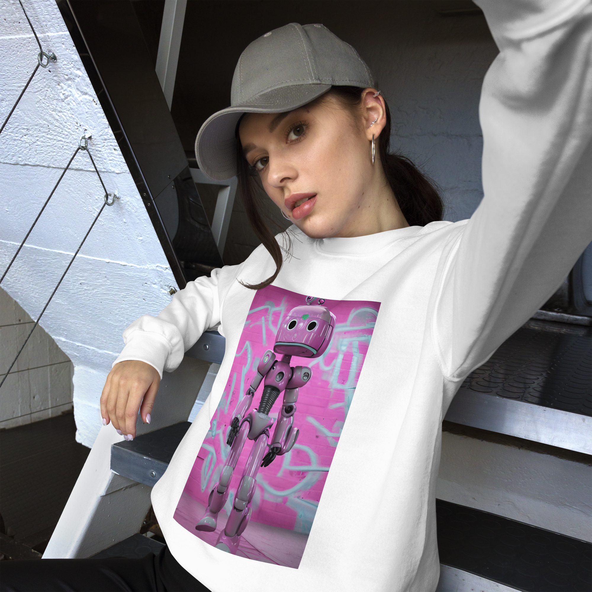 Lady-Robot-Print-unisex-t-shirts-sweatshirts-pants-accessories-by-SnapNote-Swiss-designed-Streetwear