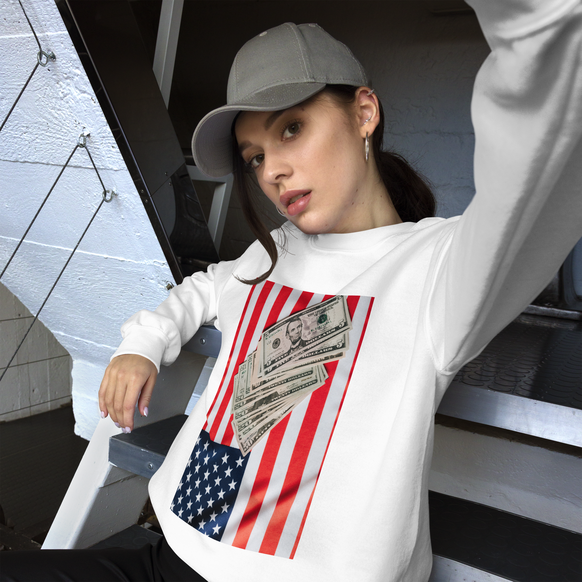 USA-Flag-Dollar-Print-unisex-t-shirts-sweatshirts-pants-accessories-by-SnapNote-Swiss-designed-Streetwear