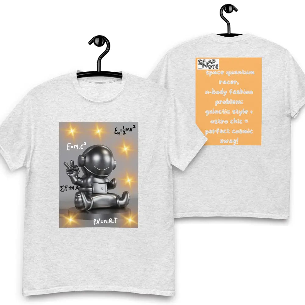 T-Shirt TShirt Tee Men Women Teens Unisex Heavy Cotton Round Neck - spaceman quantum physics equation orange pattern - Ash - 34.90 - SnapNote streetwear