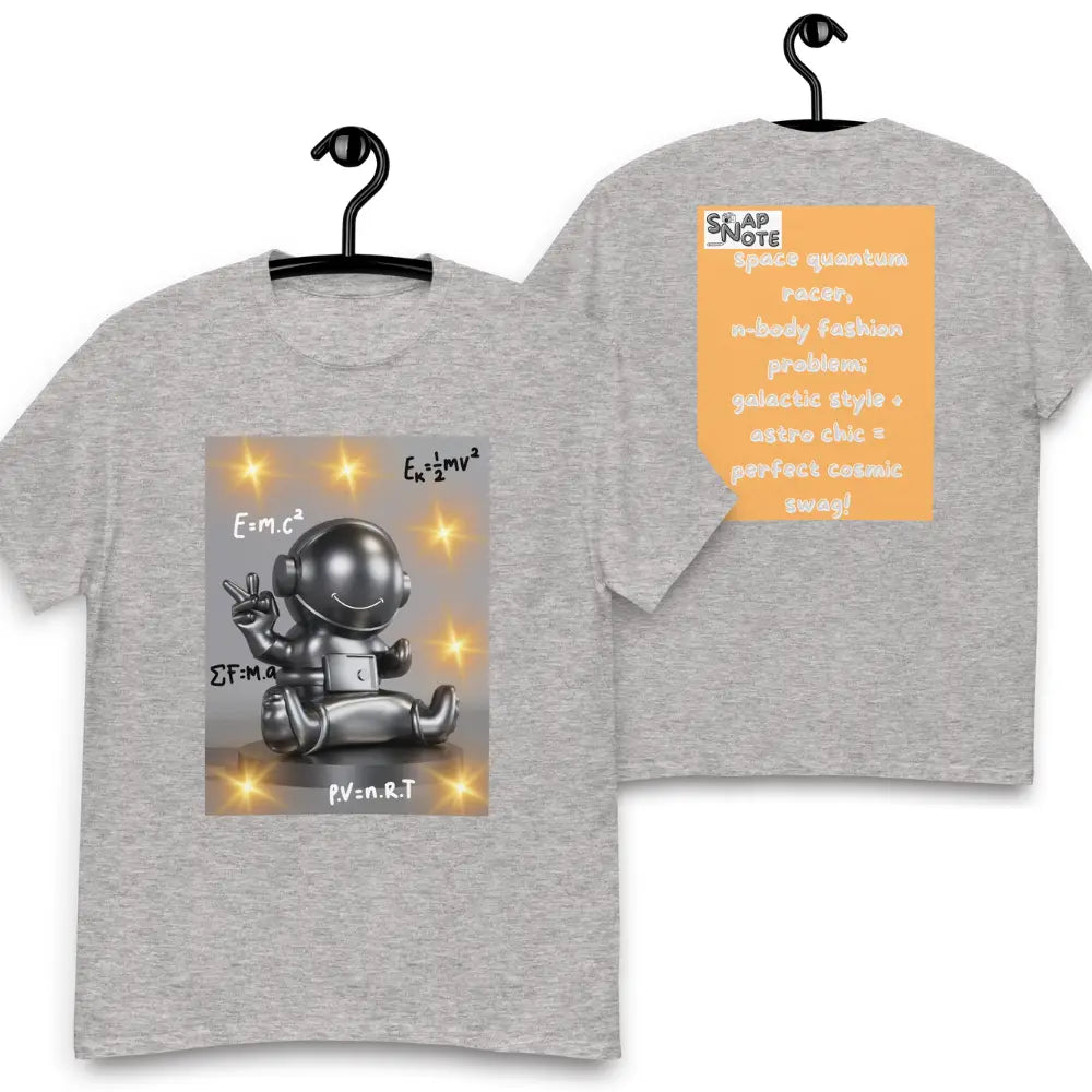 T-Shirt TShirt Tee Men Women Teens Unisex Heavy Cotton Round Neck - spaceman quantum physics equation orange pattern - Sport-Grey - 34.90 - SnapNote streetwear