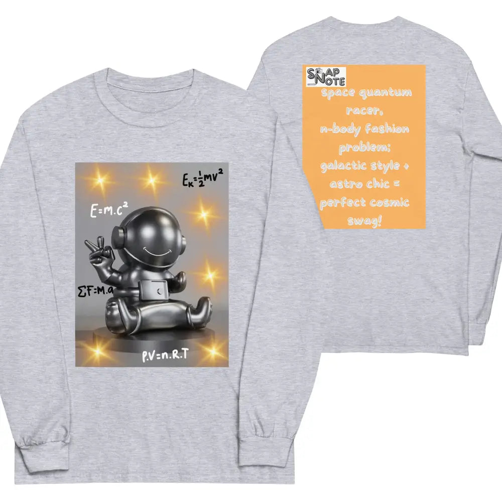 T-Shirt TShirt T Shirt Tee Men Women Teens Unisex Long Sleeves Heavy Cotton Crew Neck - spaceman quantum physics equation orange pattern - Sport-Grey - 44.90 - SnapNote streetwear