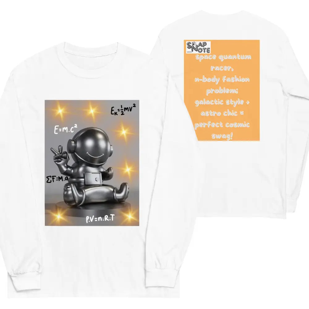 T-Shirt TShirt T Shirt Tee Men Women Teens Unisex Long Sleeves Heavy Cotton Crew Neck - spaceman quantum physics equation orange pattern - White - 44.90 - SnapNote streetwear