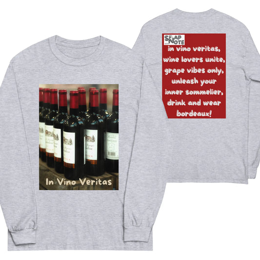 T-Shirt TShirt T Shirt Tee Men Women Teens Unisex Long Sleeves Heavy Cotton Crew Neck - bordeaux wine bottles maroon pattern - Sport-Grey - 44.90 - SnapNote streetwear