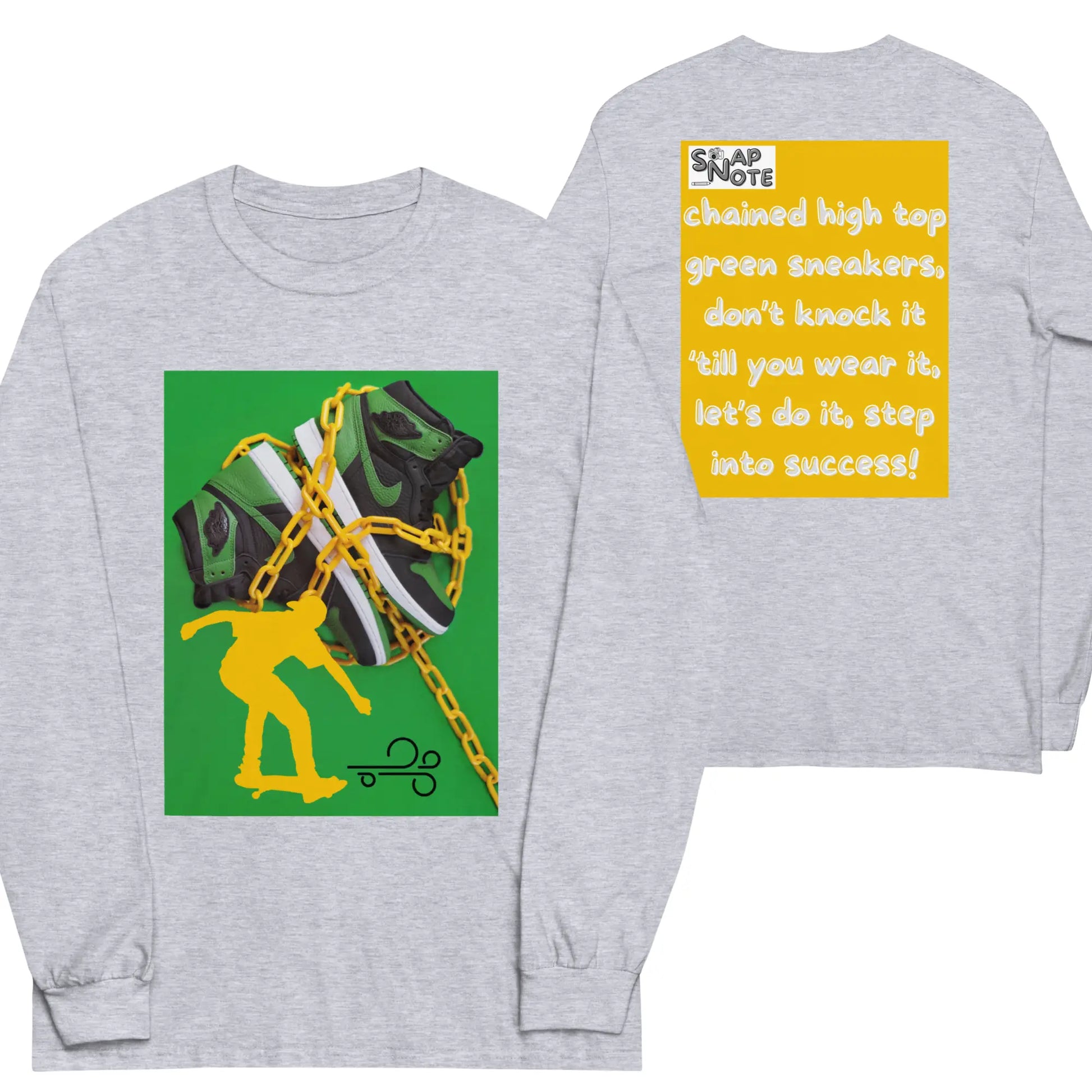 T-Shirt TShirt T Shirt Tee Men Women Teens Unisex Long Sleeves Heavy Cotton Crew Neck - skateboard sneakers sliding sport yellow pattern - Sport-Grey - 44.90 - SnapNote streetwear