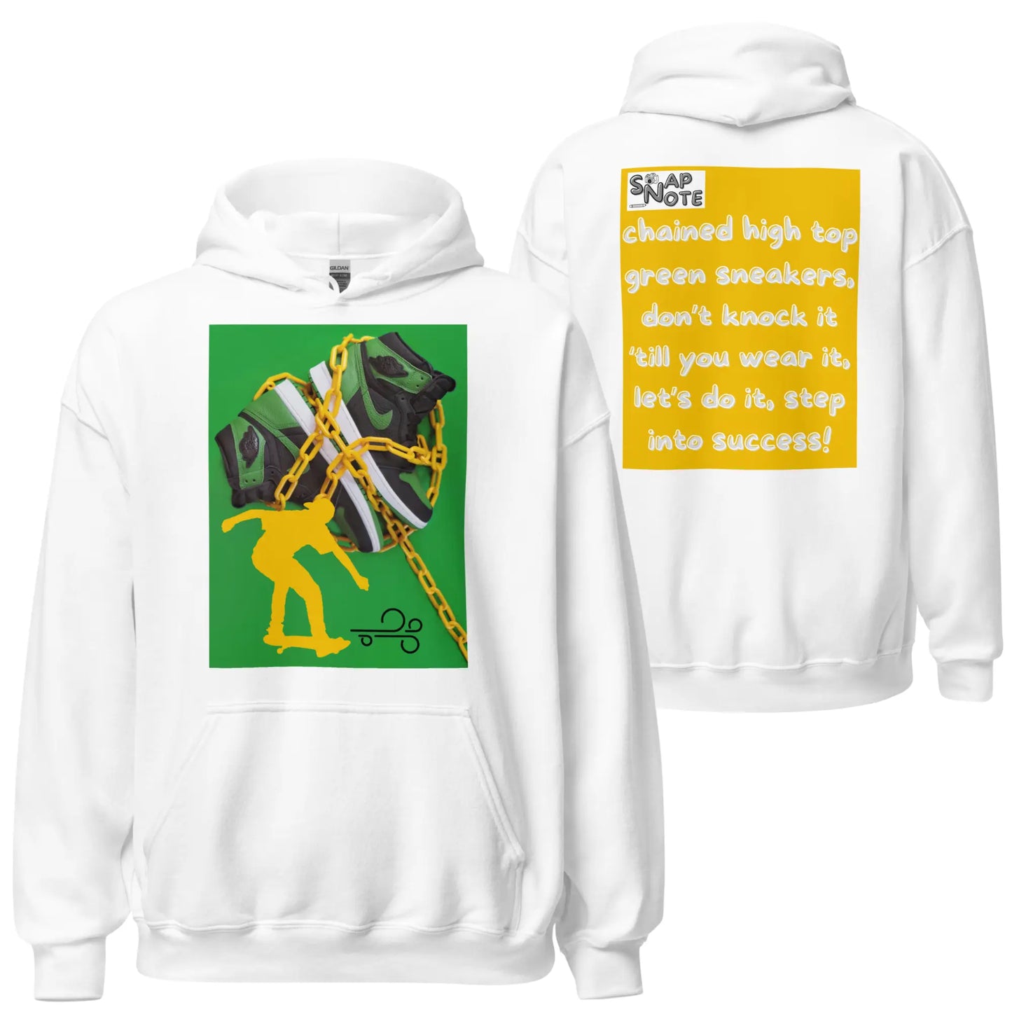 Hoodie Hooded Sweatshirt Hooded Jersey Hooded Jumper Hooded Pullover Hooded Sweater Men Women Teens - skateboard sneakers sliding sport yellow pattern - White - 74.90 - SnapNote streetwear