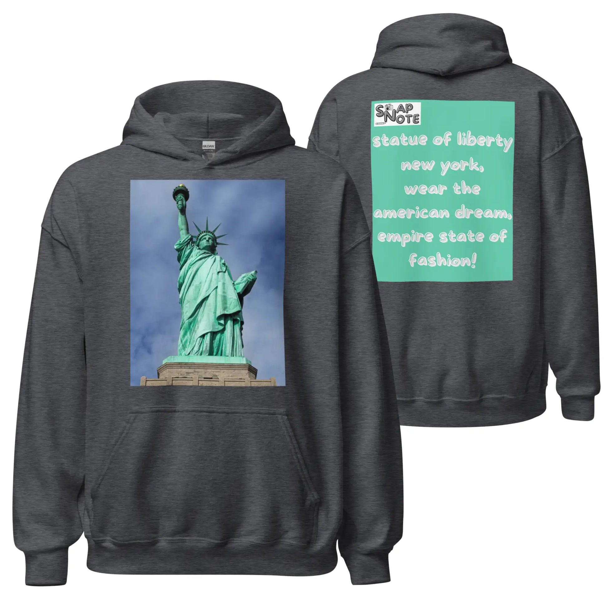 Hoodie Hooded Sweatshirt Hooded Jersey Hooded Jumper Hooded Pullover Hooded Sweater Men Women Teens - statue liberty new york usa turquoise pattern - Dark-Heather - 74.90 - SnapNote streetwear