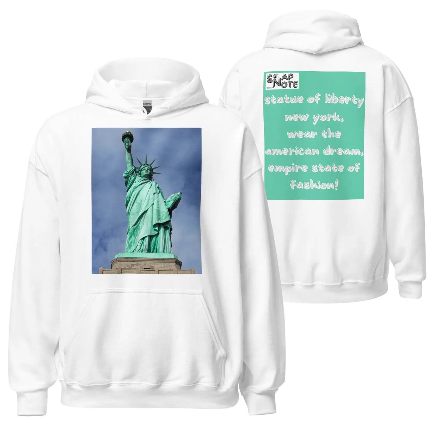 Hoodie Hooded Sweatshirt Hooded Jersey Hooded Jumper Hooded Pullover Hooded Sweater Men Women Teens - statue liberty new york usa turquoise pattern - White - 74.90 - SnapNote streetwear