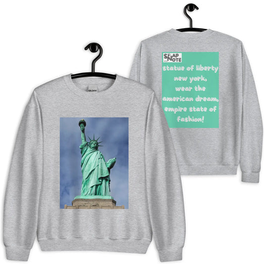 Sweatshirt Jersey Jumper Pullover Sweater Men Women Teenagers Unisex - statue liberty new york usa turquoise pattern - Sport-Grey - 59.90 - SnapNote streetwear