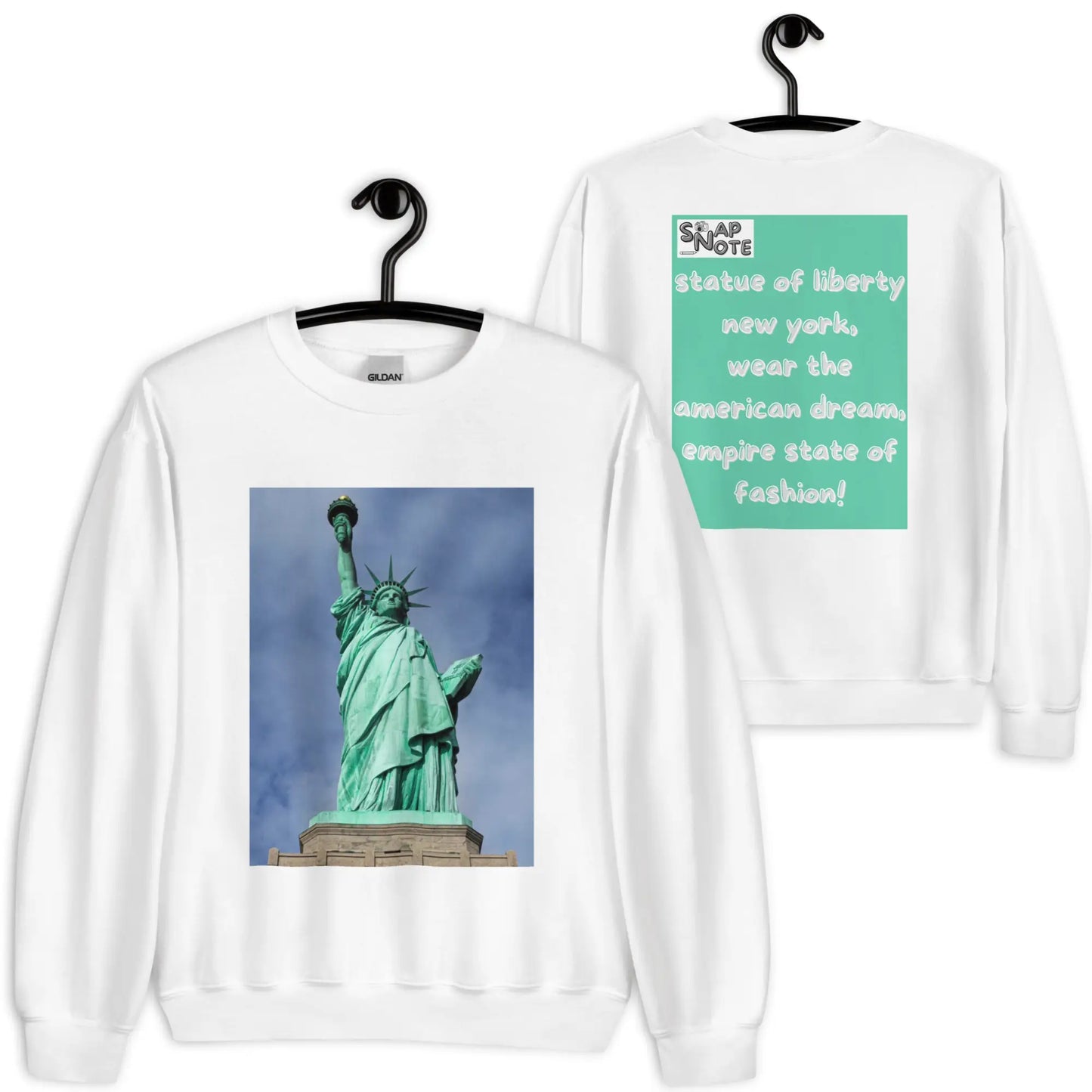 Sweatshirt Jersey Jumper Pullover Sweater Men Women Teenagers Unisex - statue liberty new york usa turquoise pattern - White - 59.90 - SnapNote streetwear