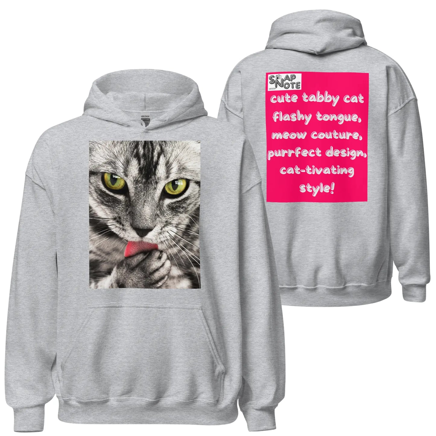 Hoodie Hooded Sweatshirt Hooded Jersey Hooded Jumper Hooded Pullover Hooded Sweater Men Women Teens Unisex - animal pet tabby cat pink pattern - Sport-Grey - 74.90 - SnapNote streetwear