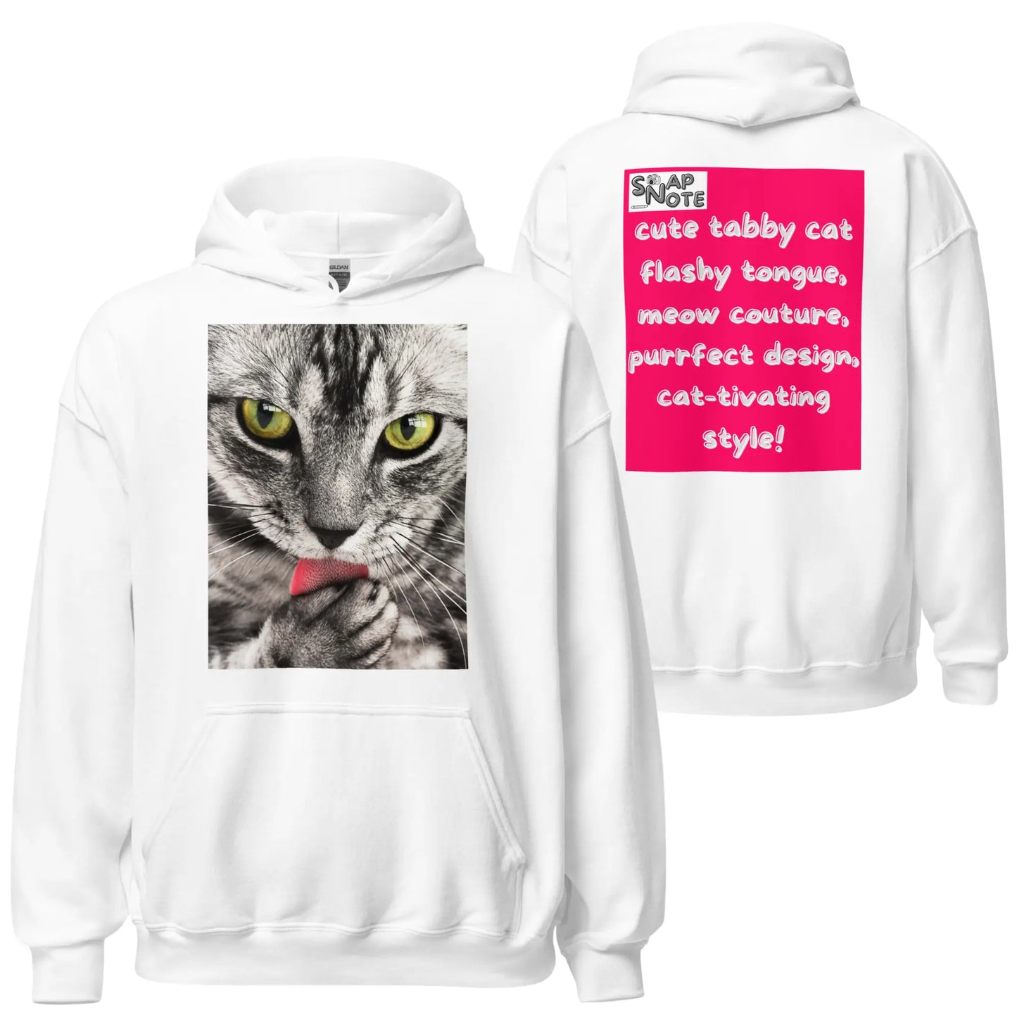 Hoodie Hooded Sweatshirt Hooded Jersey Hooded Jumper Hooded Pullover Hooded Sweater Men Women Teens Unisex - animal pet tabby cat pink pattern - White - 74.90 - SnapNote streetwear