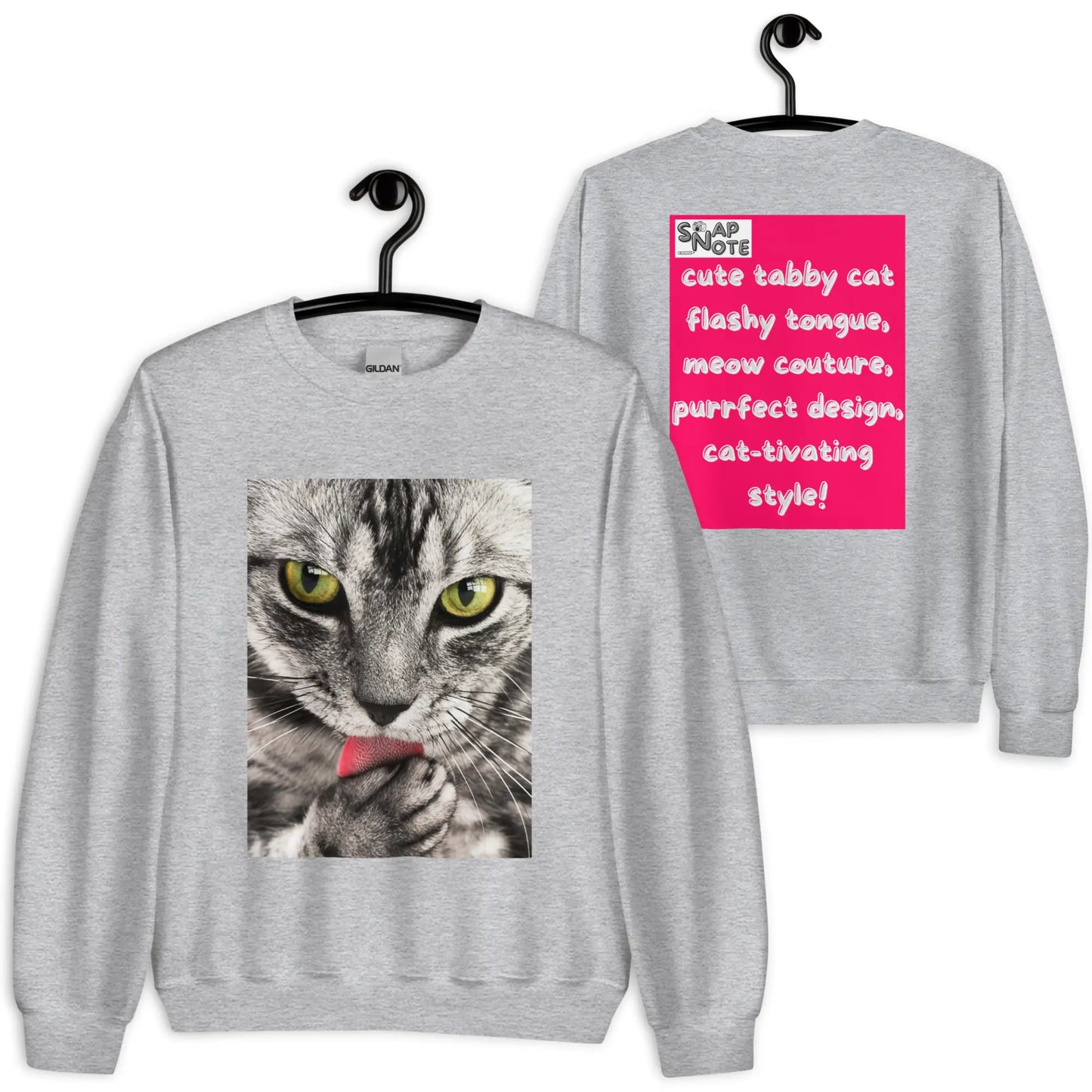 Sweatshirt Jersey Jumper Pullover Sweater Men Women Teenagers Unisex - animal pet tabby cat pink pattern - Sport-Grey - 59.90 - SnapNote streetwear