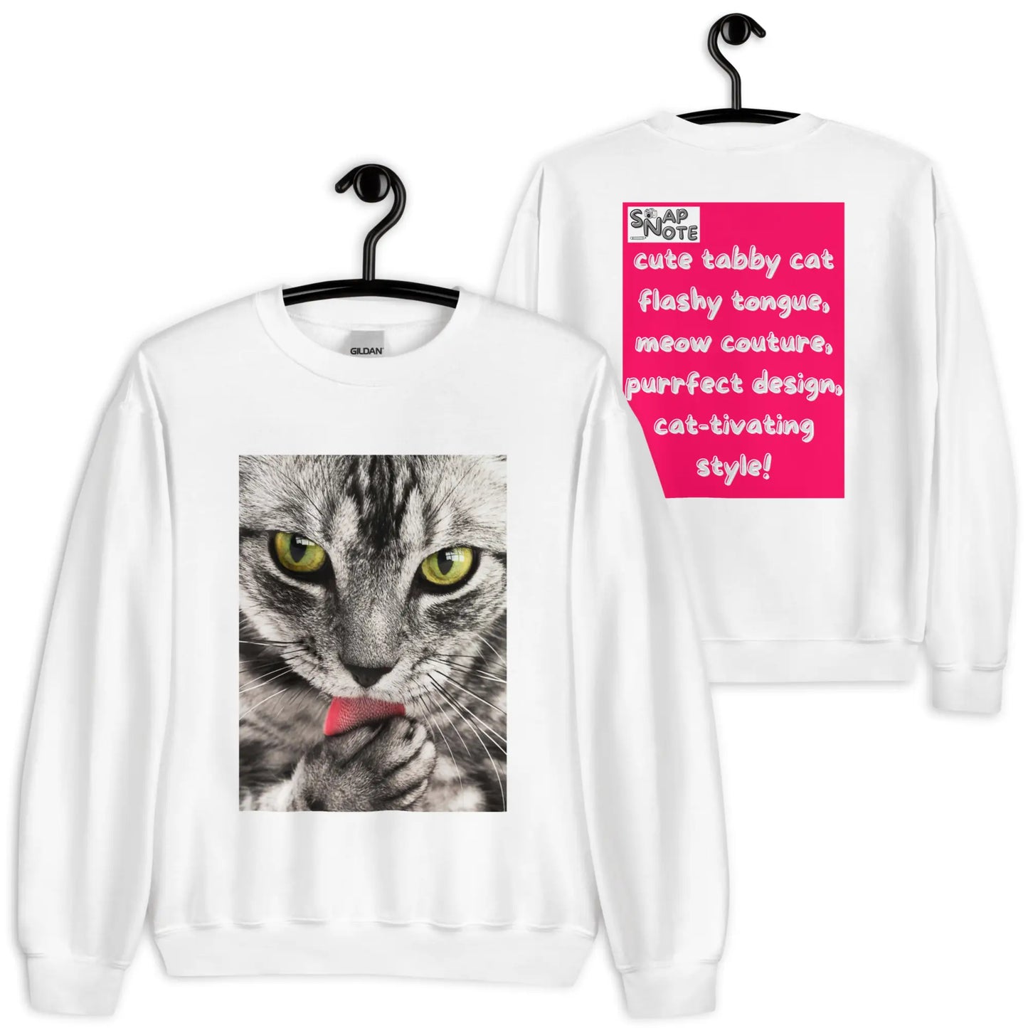 Sweatshirt Jersey Jumper Pullover Sweater Men Women Teenagers Unisex - animal pet tabby cat pink pattern - White - 59.90 - SnapNote streetwear