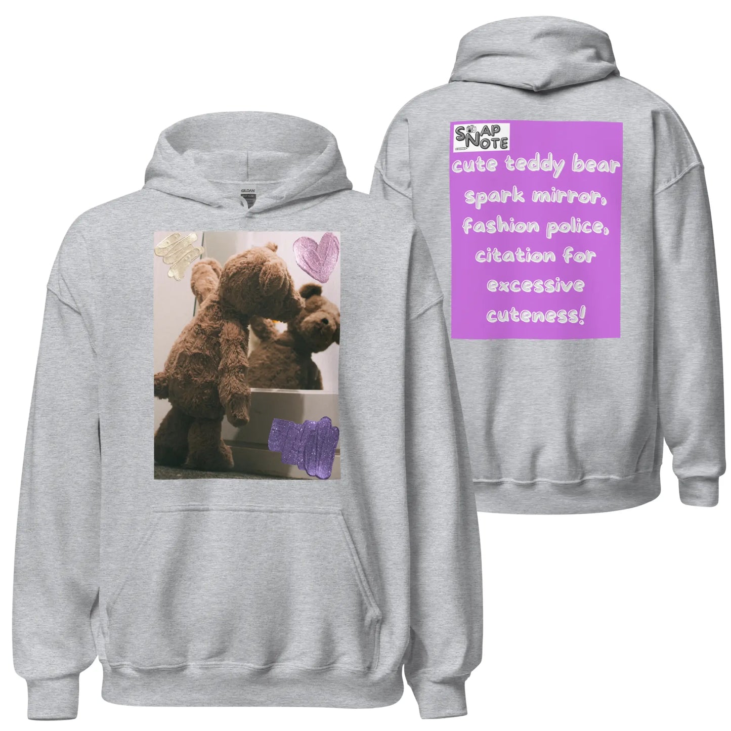 Hoodie Hooded Sweatshirt Hooded Jersey Hooded Jumper Hooded Pullover Hooded Sweater Men Women Teens Unisex - valentines cute teddy bear pink pattern - Sport-Grey - 74.90 - SnapNote streetwear