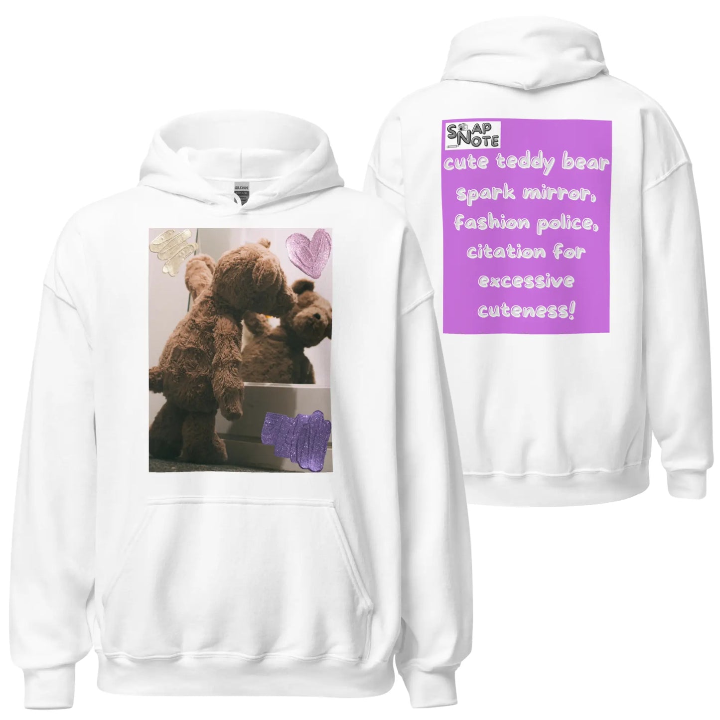 Hoodie Hooded Sweatshirt Hooded Jersey Hooded Jumper Hooded Pullover Hooded Sweater Men Women Teens Unisex - valentines cute teddy bear pink pattern - White - 74.90 - SnapNote streetwear