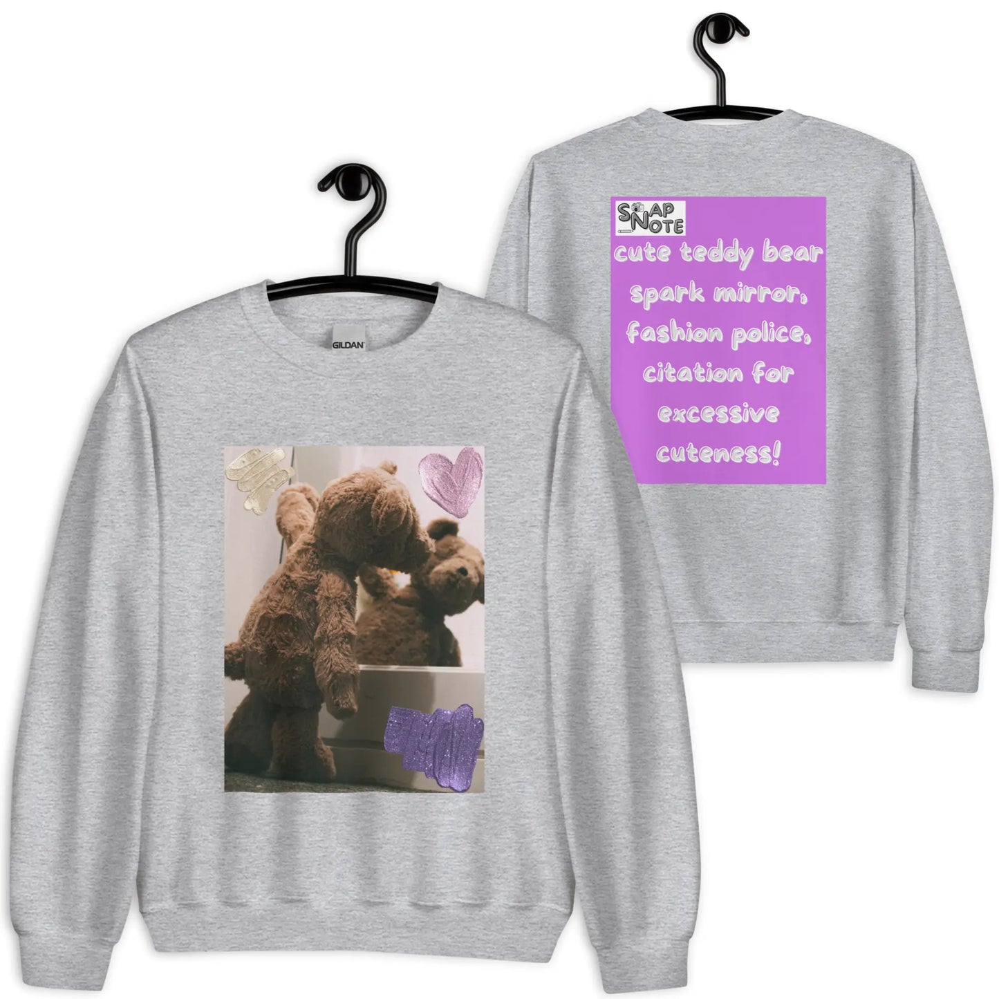 Sweatshirt Jersey Jumper Pullover Sweater Men Women Teenagers Unisex - valentines cute teddy bear pink pattern - Sport-Grey - 59.90 - SnapNote streetwear