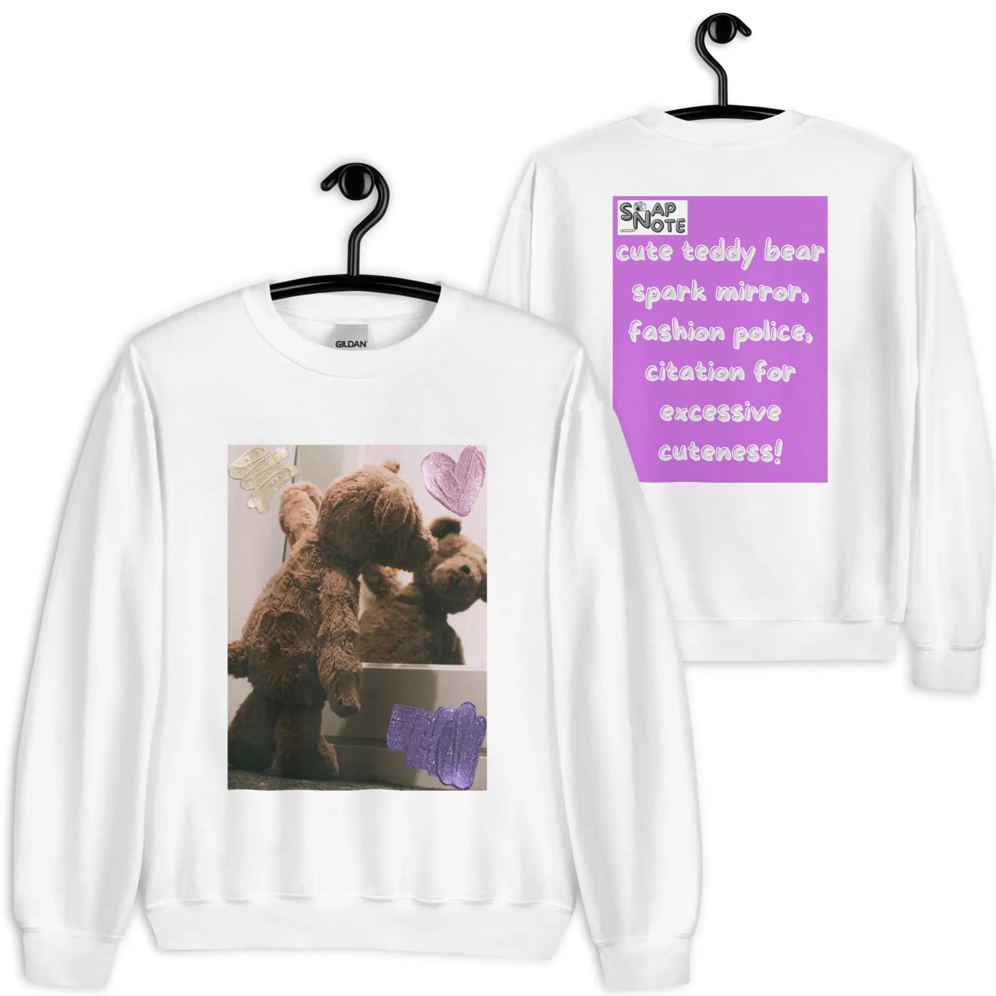 Sweatshirt Jersey Jumper Pullover Sweater Men Women Teenagers Unisex - valentines cute teddy bear pink pattern - White - 59.90 - SnapNote streetwear