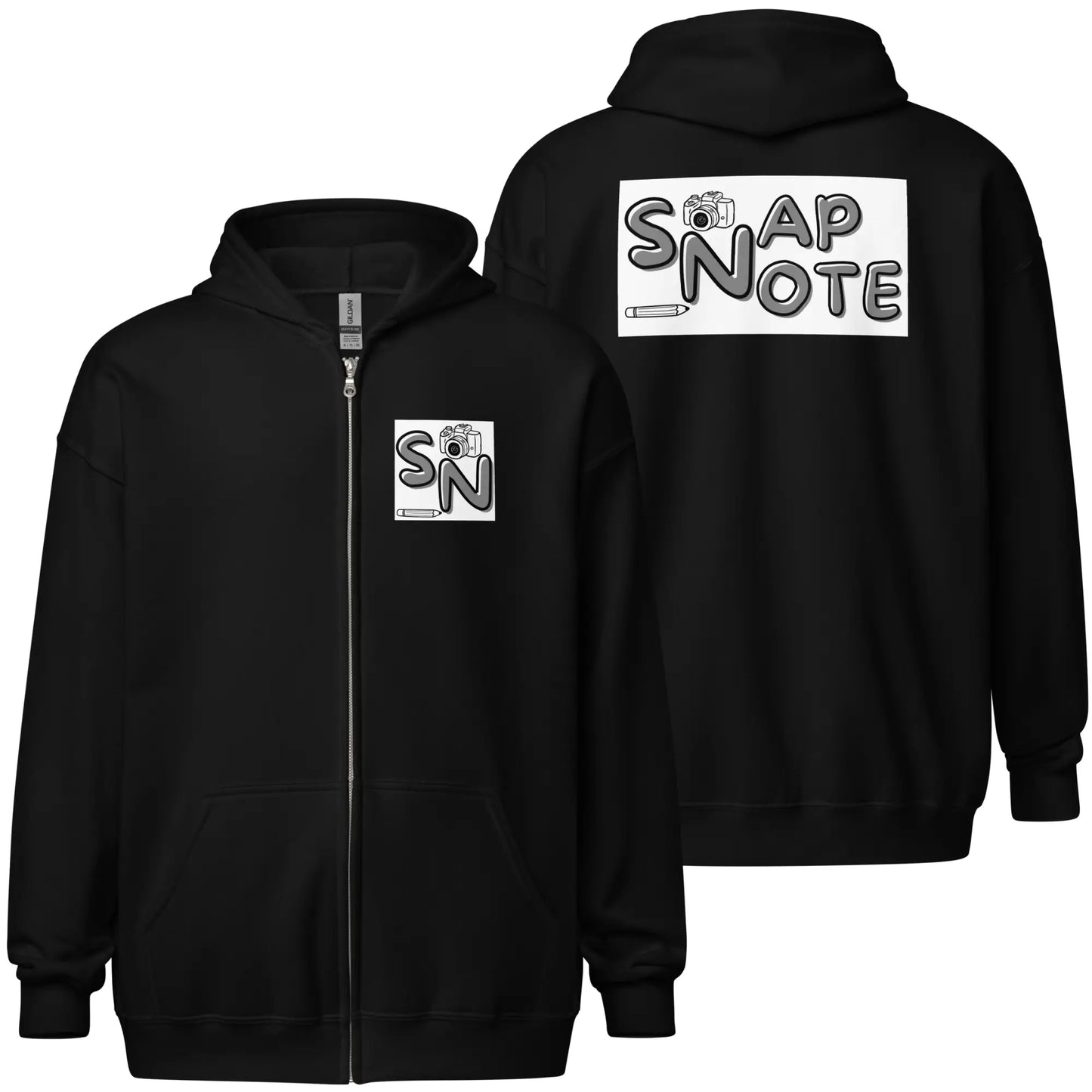 Hoodie Unisex Heavy Blend Full Zip - Brand Logo Print S M L XL 2XL - SnapNote Streetwear - SnapNote streetwear