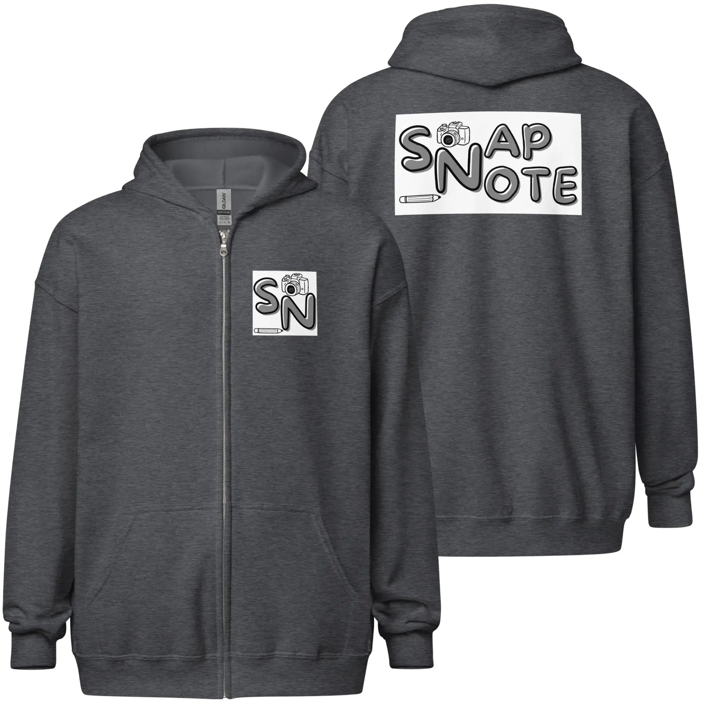 Hoodie Unisex Heavy Blend Full Zip - Brand Logo Print S M L XL 2XL - SnapNote Streetwear - SnapNote streetwear