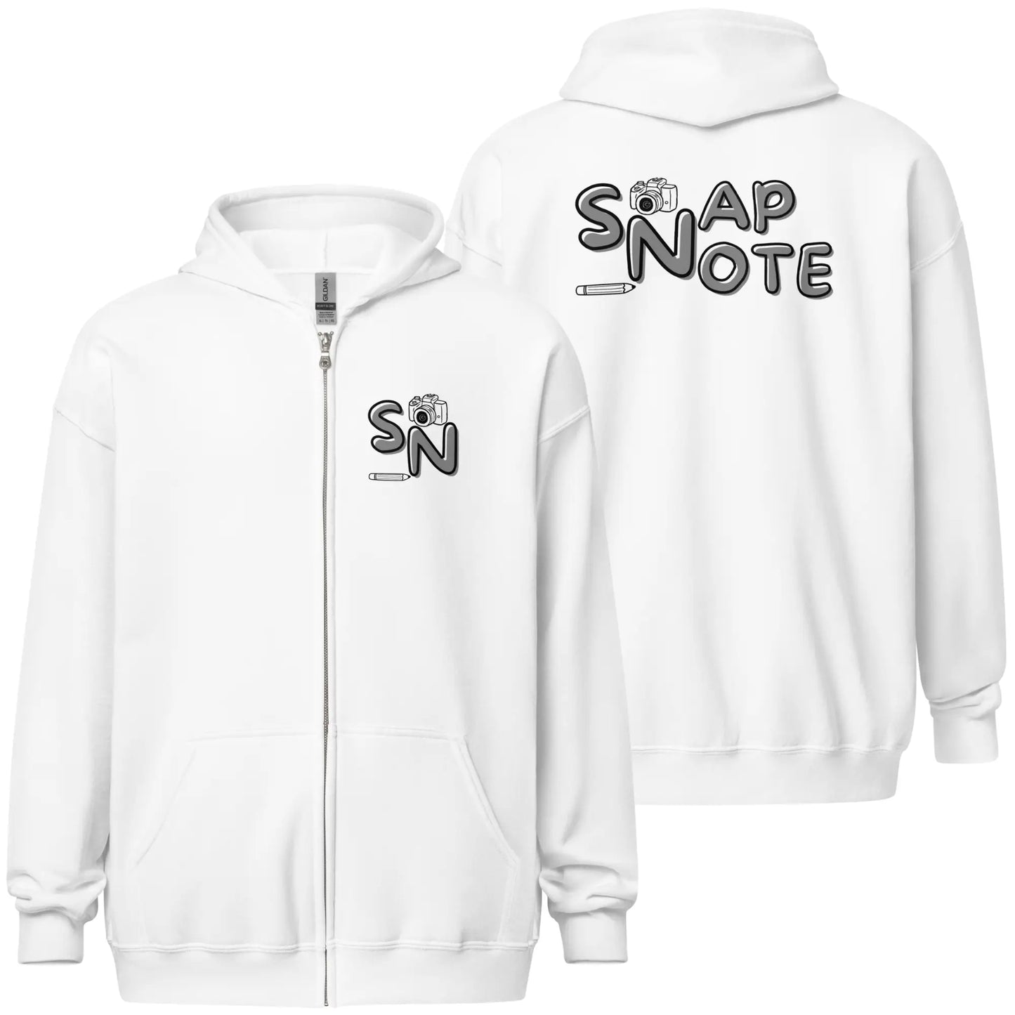 Hoodie Unisex Heavy Blend Full Zip - Brand Logo Print S M L XL 2XL - SnapNote Streetwear - SnapNote streetwear