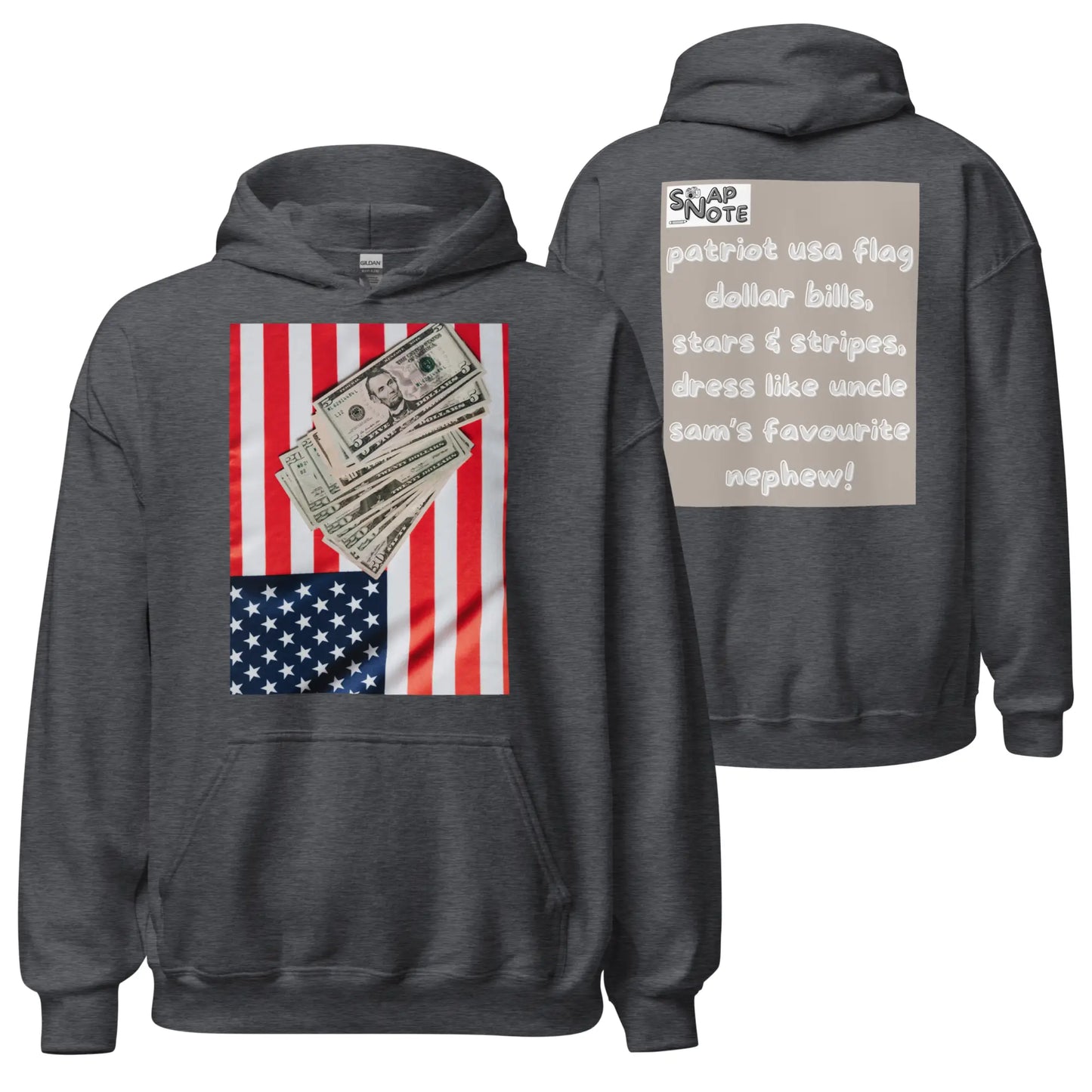 Hoodie Hooded Sweatshirt Hooded Jersey Hooded Jumper Hooded Pullover Hooded Sweater Men Women Teens Unisex - usa flag dollar bills beige pattern - Dark-Heather - 74.90 - SnapNote streetwear