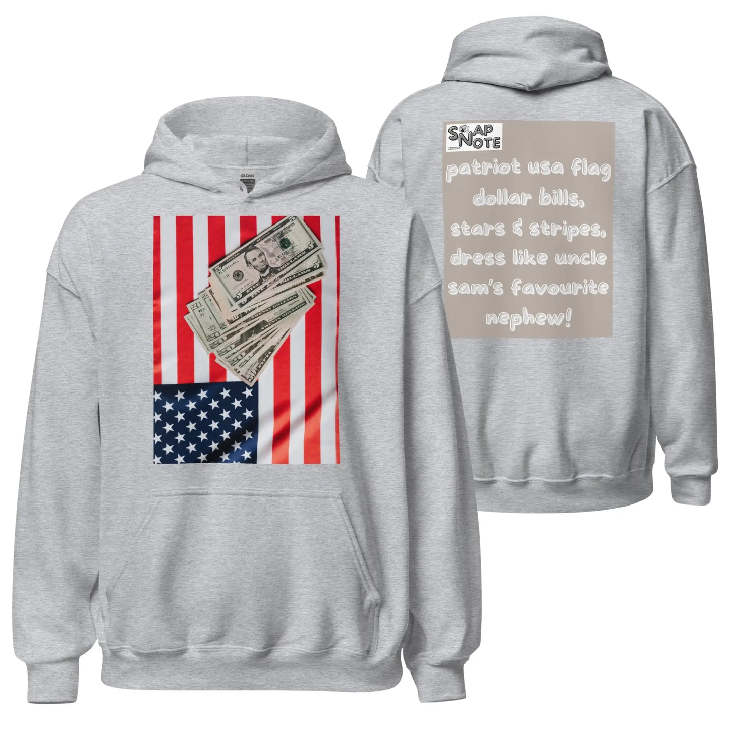 Hoodie Hooded Sweatshirt Hooded Jersey Hooded Jumper Hooded Pullover Hooded Sweater Men Women Teens Unisex - usa flag dollar bills beige pattern - Sport-Grey - 74.90 - SnapNote streetwear