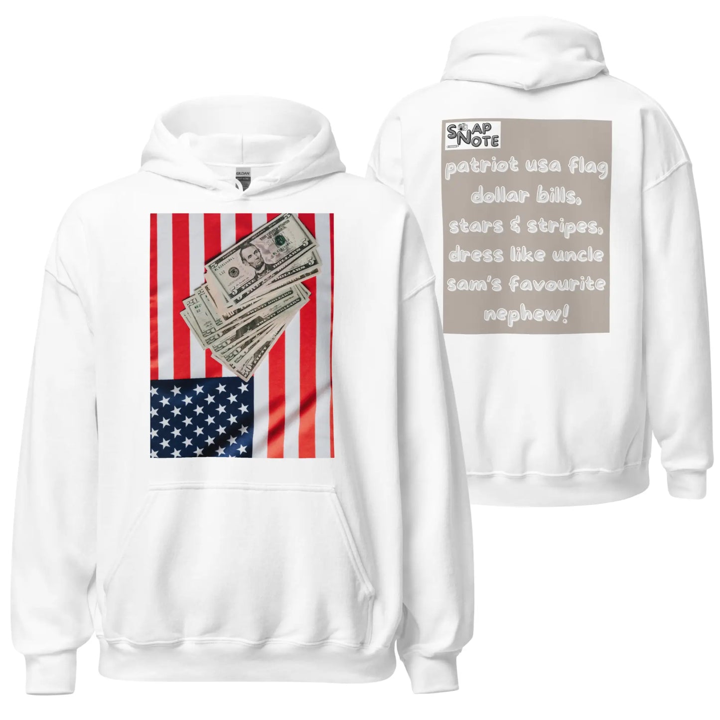 Hoodie Hooded Sweatshirt Hooded Jersey Hooded Jumper Hooded Pullover Hooded Sweater Men Women Teens Unisex - usa flag dollar bills beige pattern - White - 74.90 - SnapNote streetwear