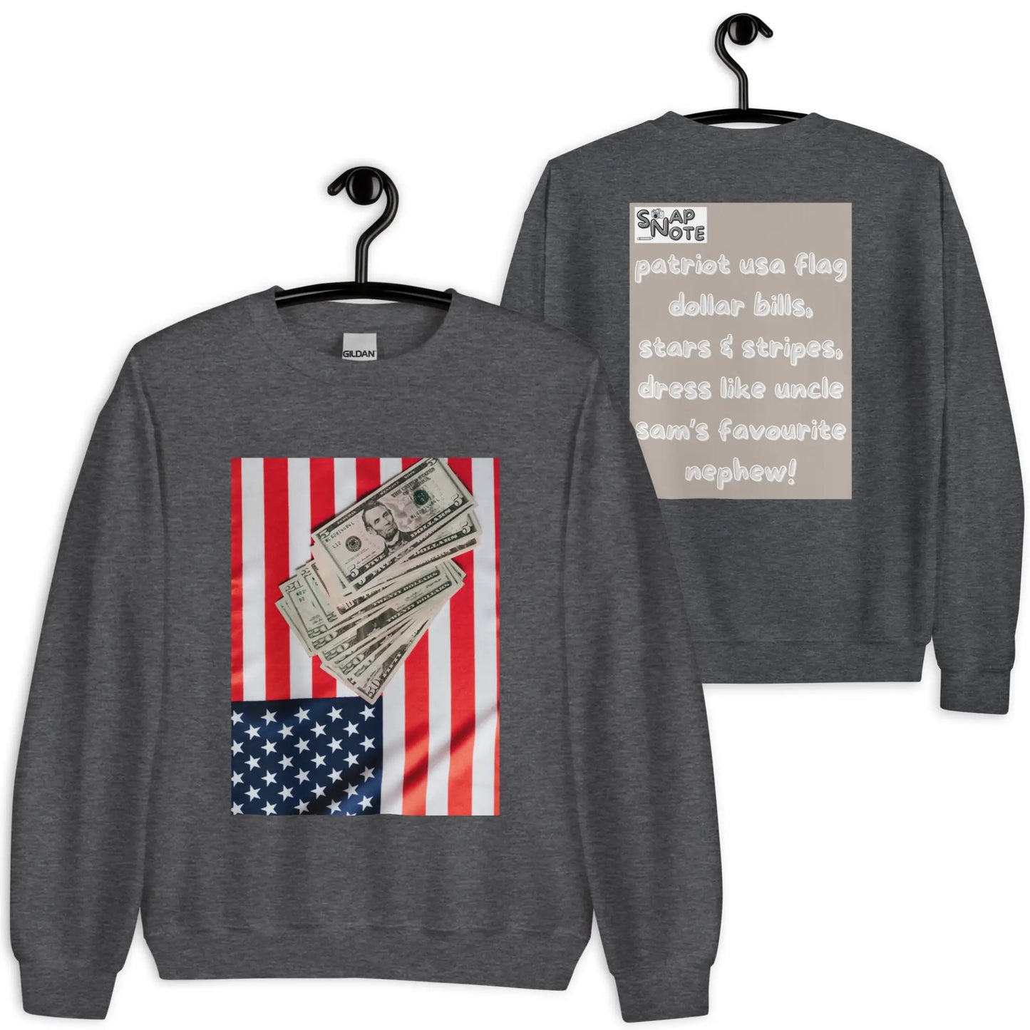 Sweatshirt Jersey Jumper Pullover Sweater Men Women Teenagers Unisex - usa flag dollar bills beige pattern - Dark-Heather - 59.90 - SnapNote streetwear