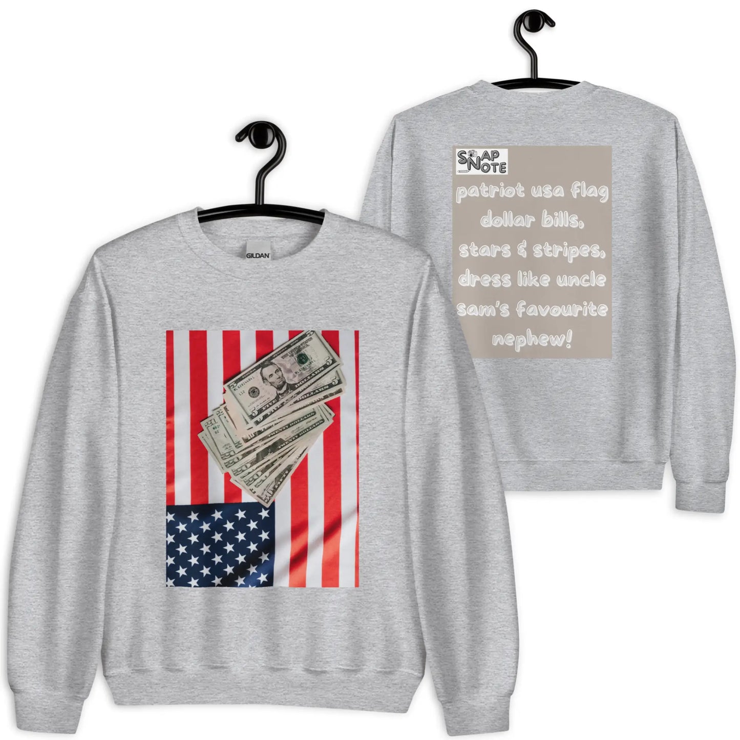 Sweatshirt Jersey Jumper Pullover Sweater Men Women Teenagers Unisex - usa flag dollar bills beige pattern - Sport-Grey - 59.90 - SnapNote streetwear