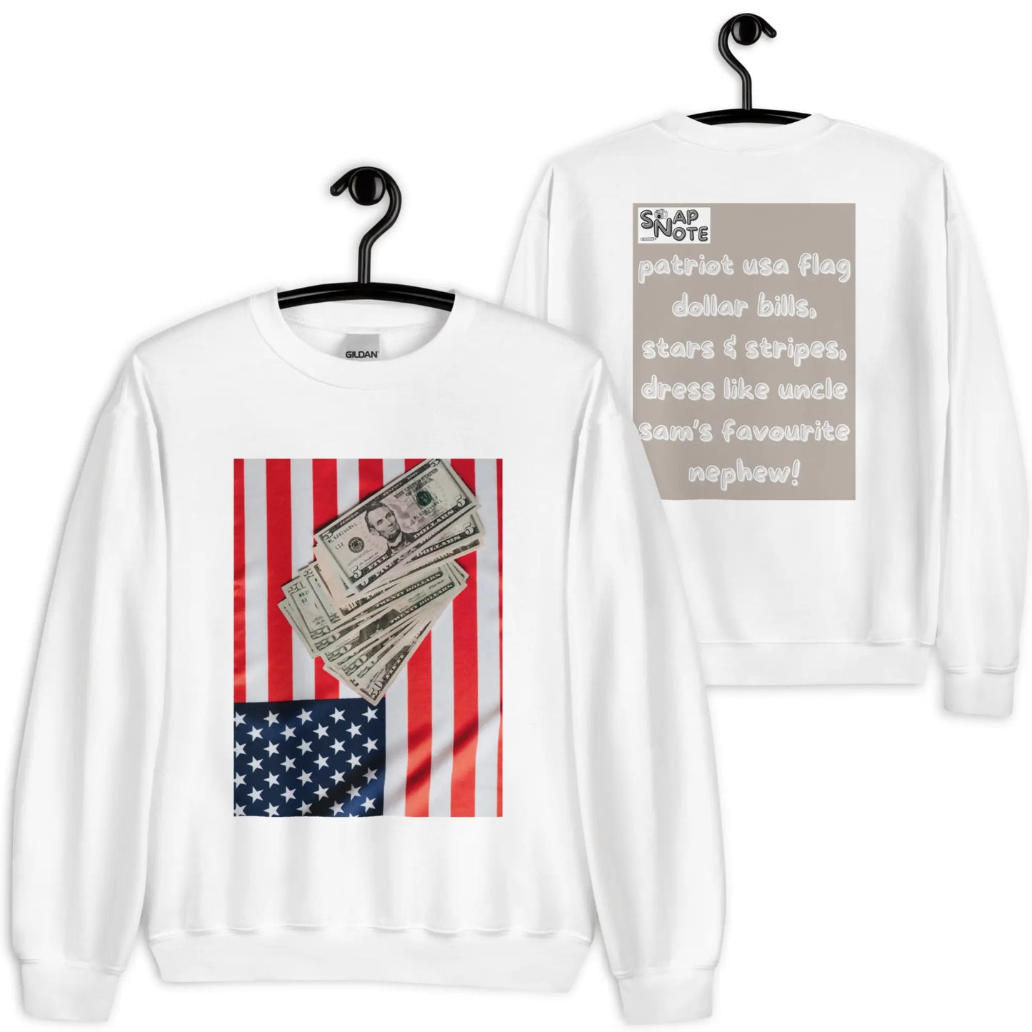 Sweatshirt Jersey Jumper Pullover Sweater Men Women Teenagers Unisex - usa flag dollar bills beige pattern - White - 59.90 - SnapNote streetwear