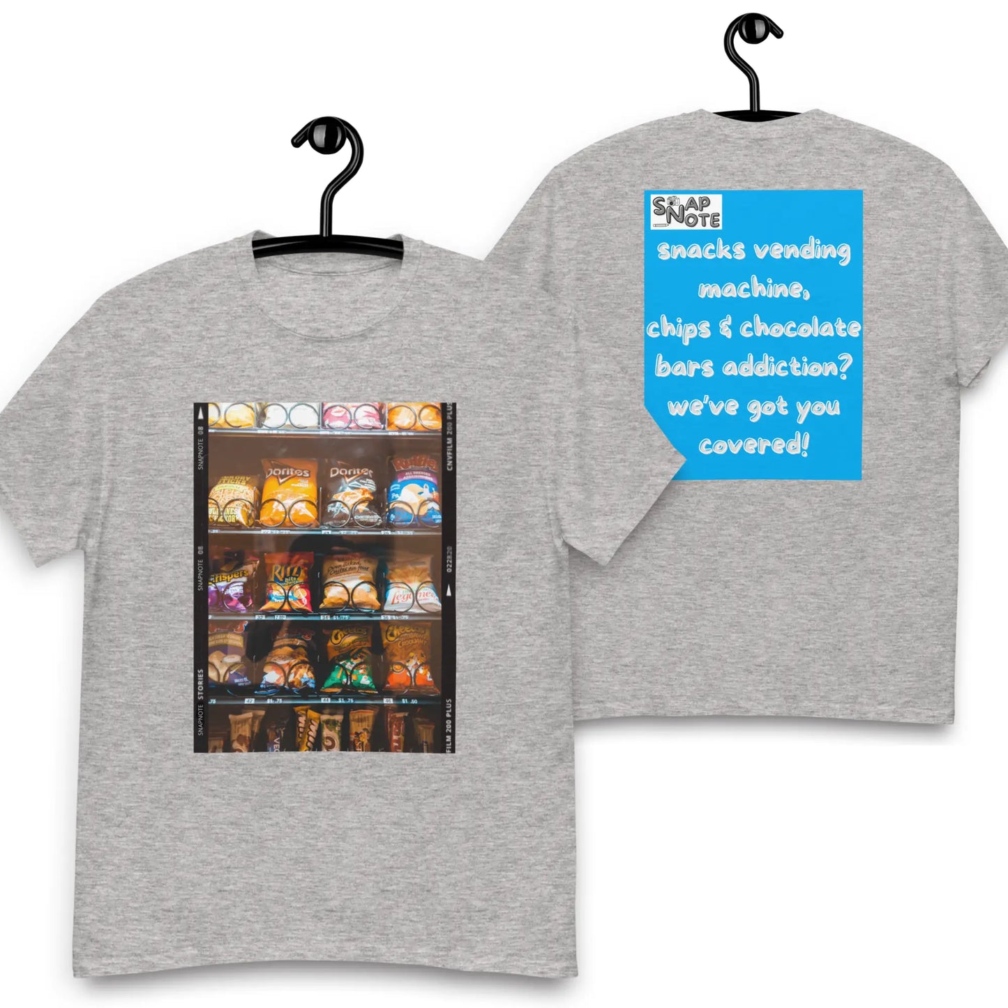 T-Shirt TShirt Tee Men Women Teens Unisex Heavy Cotton Round Neck - snacks chips chocolate vending machine blue pattern - Sport-Grey - 34.90 - SnapNote streetwear