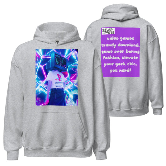 Hoodie Hooded Sweatshirt Hooded Jersey Hooded Jumper Hooded Pullover Hooded Sweater Men Women Teens Unisex - video game geek player purple pattern - Sport-Grey - 74.90 - SnapNote streetwear