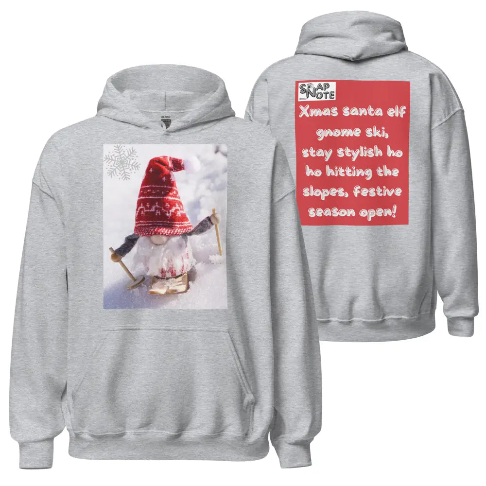 Hoodie Hooded Sweatshirt Hooded Jersey Hooded Jumper Hooded Pullover Hooded Sweater Men Women Teens Unisex - xmas elf gnome snow ski red pattern - Sport-Grey - 74.90 - SnapNote streetwear