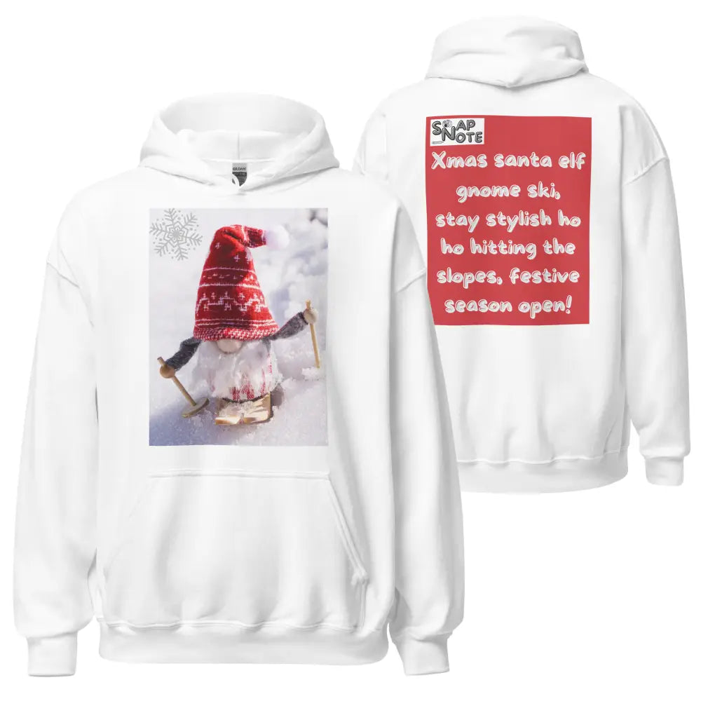 Hoodie Hooded Sweatshirt Hooded Jersey Hooded Jumper Hooded Pullover Hooded Sweater Men Women Teens Unisex - xmas elf gnome snow ski red pattern - White - 74.90 - SnapNote streetwear