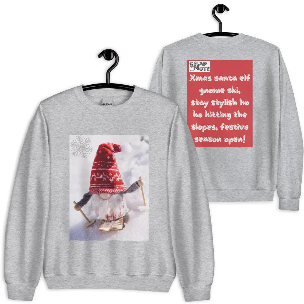 Sweatshirt Jersey Jumper Pullover Sweater Men Women Teenagers Unisex - xmas elf gnome snow ski red pattern - Sport-Grey - 59.90 - SnapNote streetwear