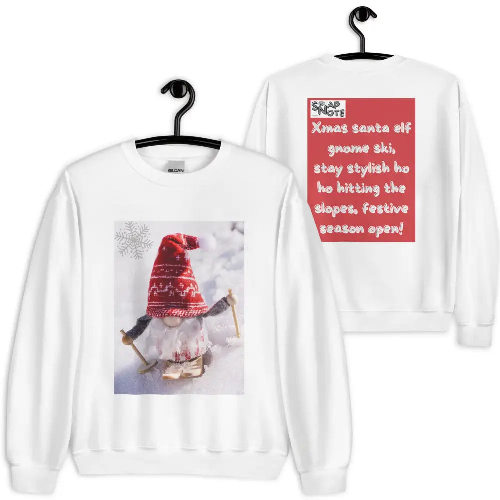 Sweatshirt Jersey Jumper Pullover Sweater Men Women Teenagers Unisex - xmas elf gnome snow ski red pattern - White - 59.90 - SnapNote streetwear